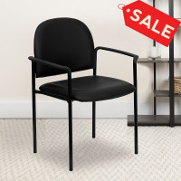 Flash Furniture Black Vinyl Stacking Chair with Arms BT-516-1-VINYL-GG